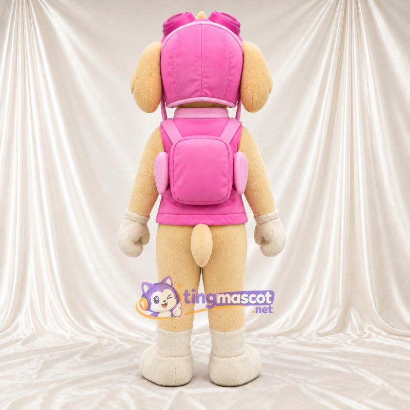 Maskottchenkostüm Pilotenhund – hellbraun – Weste (rosa) Maskottchenkostüm Pilotenhund – hellbraun – Weste (rosa)