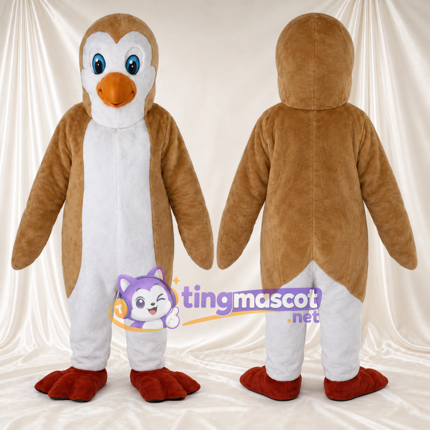 Costume de mascotte Pingouin – marron / blanc Costume de mascotte Pingouin – marron / blanc