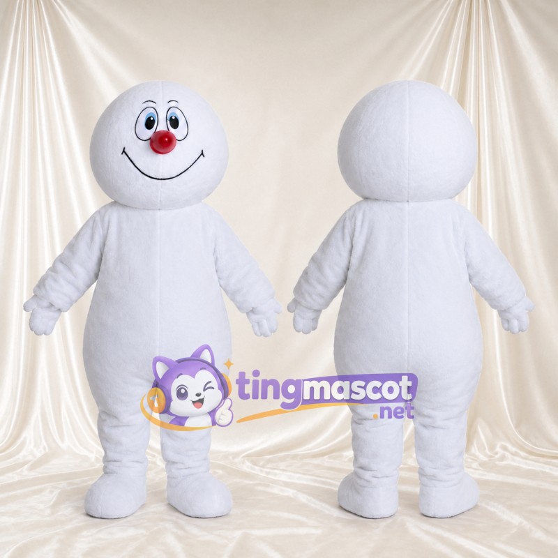 Costume de mascotte Bonhomme de neige – blanc – Nez (rouge)
