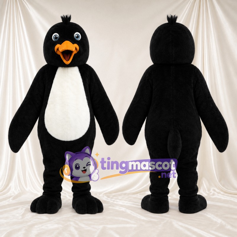 Black and White Penguin Mascot Costume - Black Feet and Head Tuft