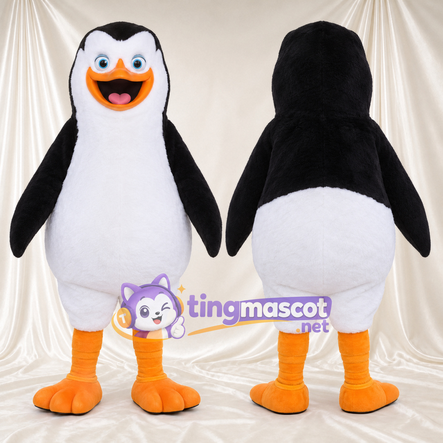 Costume de mascotte Pingouin – noir / blanc – Bec (orange); Jambes (orange) Costume de mascotte Pingouin – noir / blanc – Bec (orange); Jambes (orange)