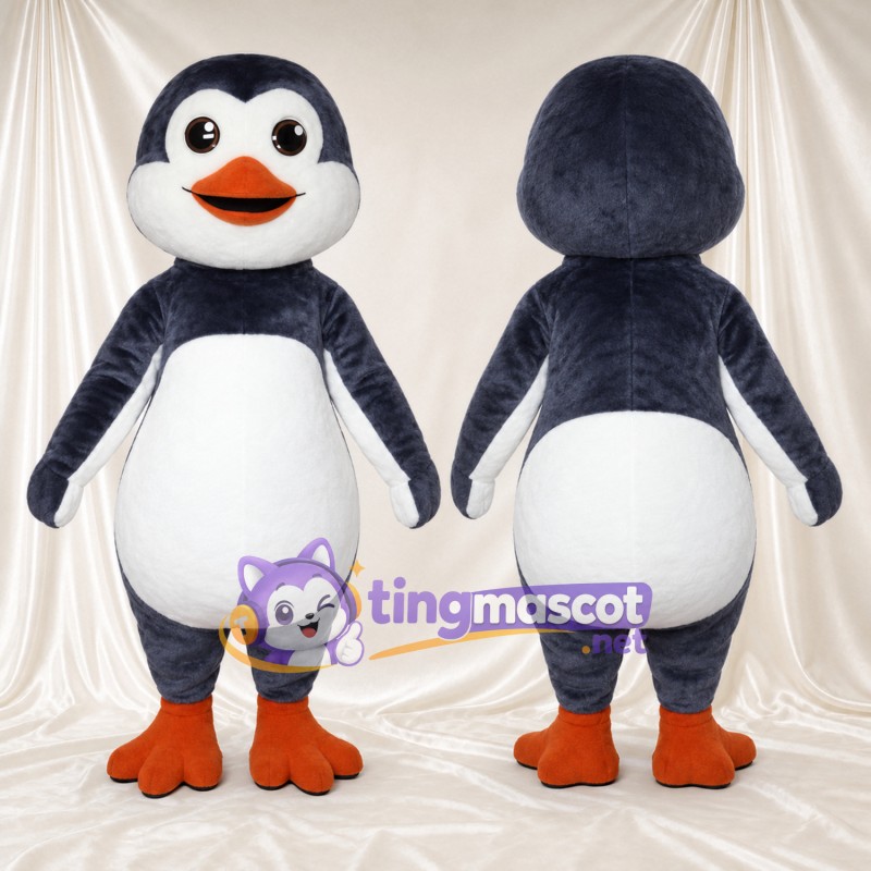 Costume de mascotte Pingouin – gris / blanc