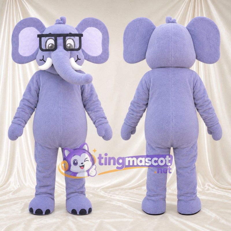 Costume de mascotte Éléphant – violet – Lunettes