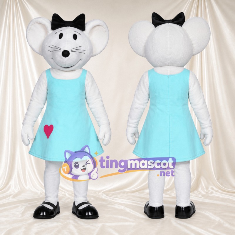 Costume de mascotte Souris – blanc – Robe (turquoise)