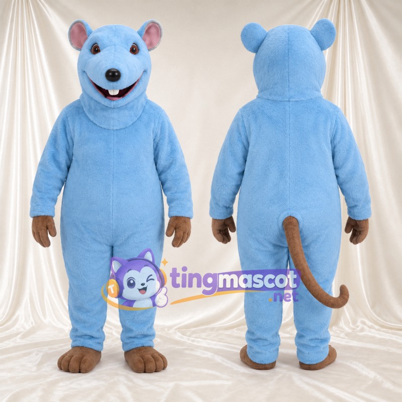 Blue Mouse Mascot Costume - Brown Tail and Brown Hands
