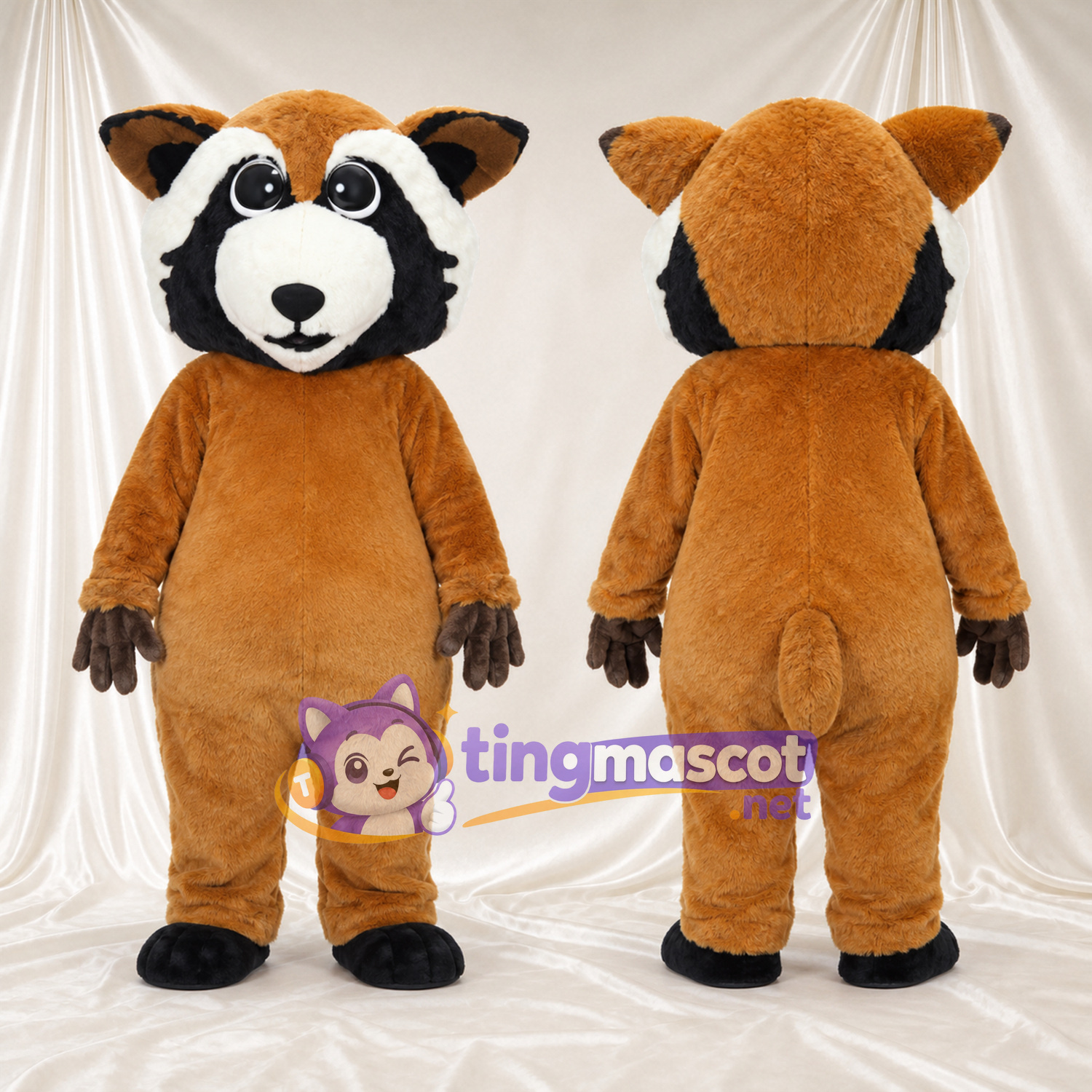 Maskottchenkostüm Roter Panda – braun – Gesicht (schwarz / weiß) Maskottchenkostüm Roter Panda – braun – Gesicht (schwarz / weiß)