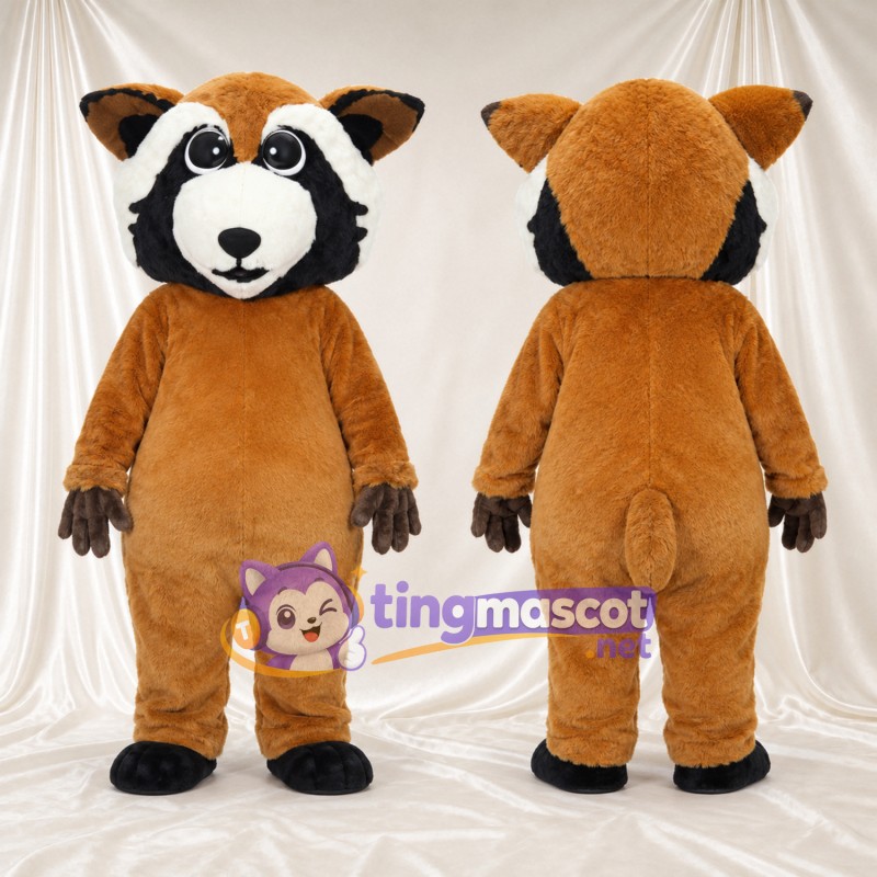 Maskottchenkostüm Roter Panda – braun – Gesicht (schwarz / weiß)