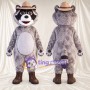 Costume de mascotte Raton laveur – gris – Chapeau de cowboy (marron)