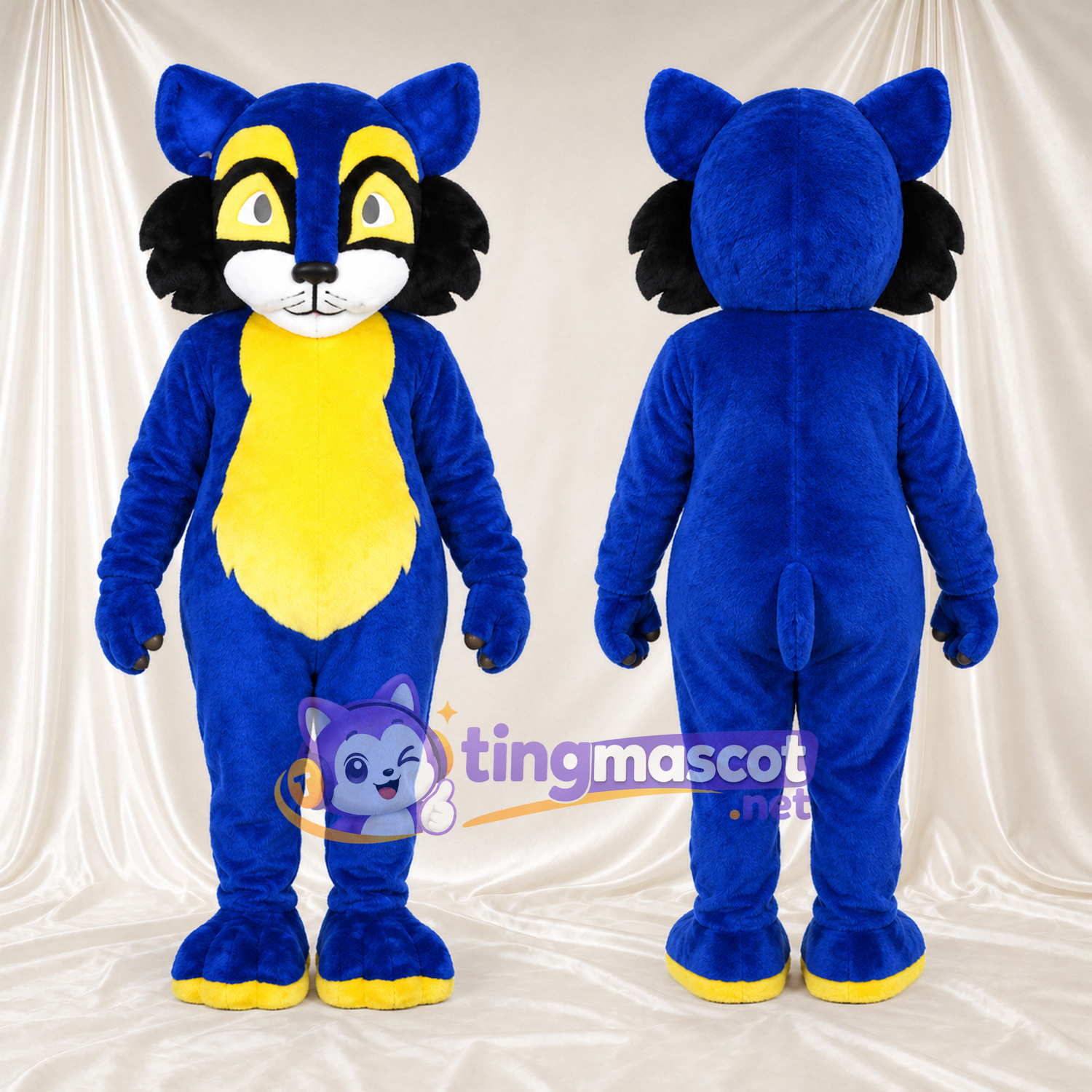 Blue Raccoon Mascot Costume - Yellow Belly Blue Raccoon Mascot Costume - Yellow Belly