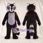 Black Raccoon Mascot Costume - Gray Belly and Striped Tail