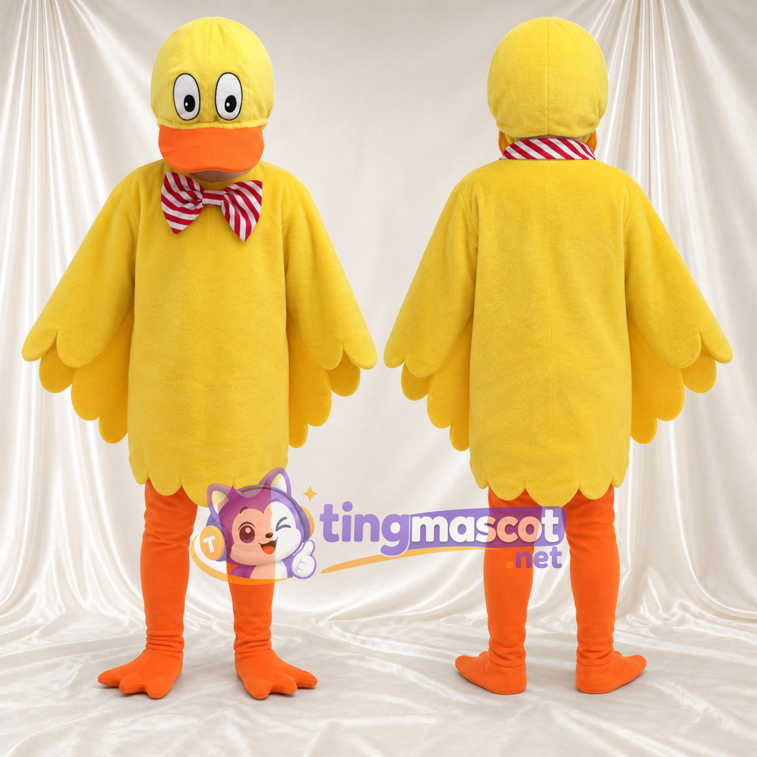 Costume de mascotte Canard – jaune – Nœud papillon Costume de mascotte Canard – jaune – Nœud papillon