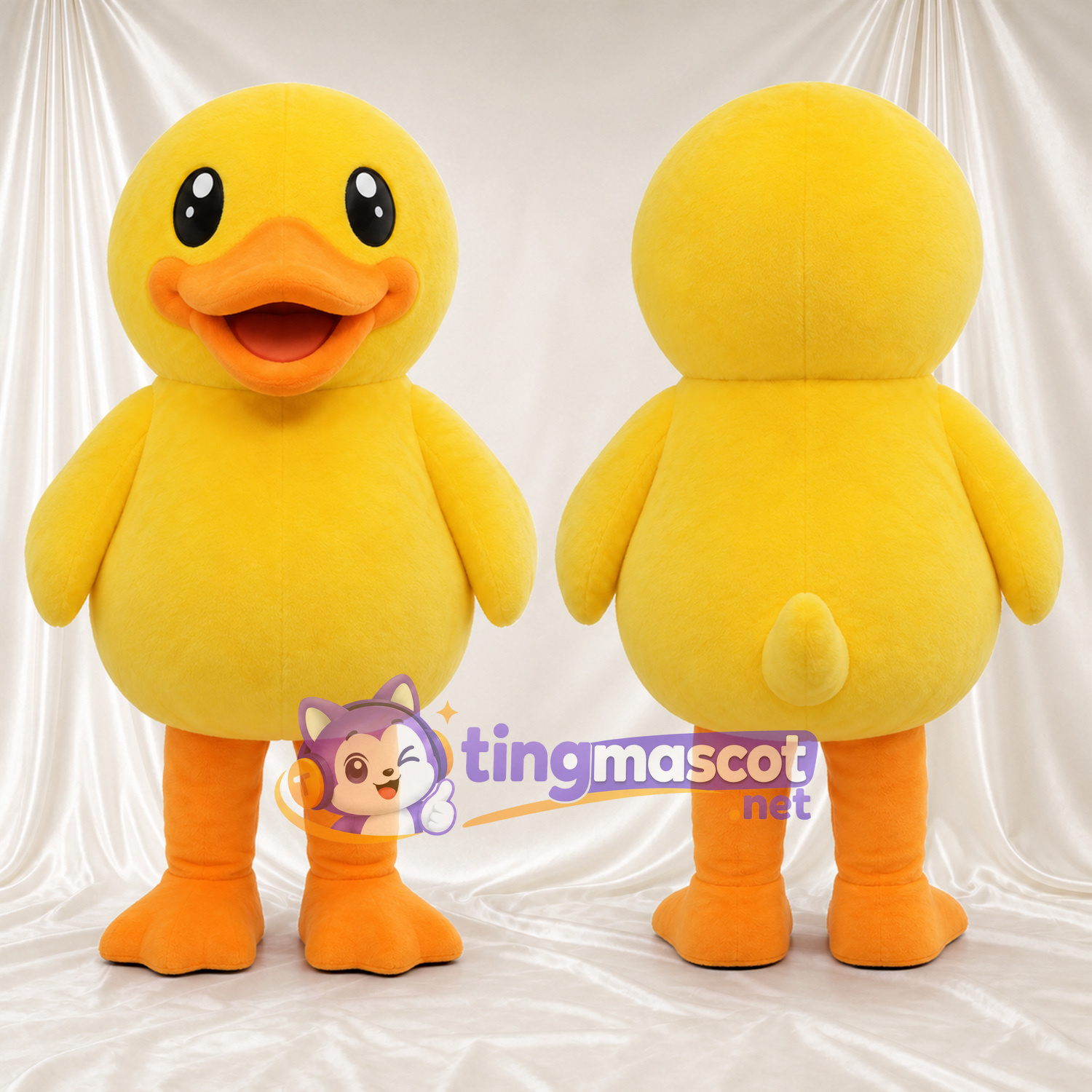 Costume de mascotte Canard – jaune – Ventre rond; Pieds (orange) Costume de mascotte Canard – jaune – Ventre rond; Pieds (orange)