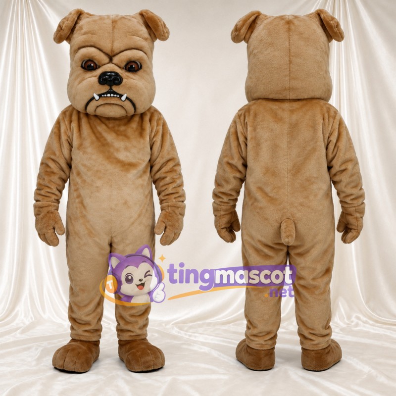 Costume de mascotte Bouledogue – brun clair – Visage; Sourcils inclinés