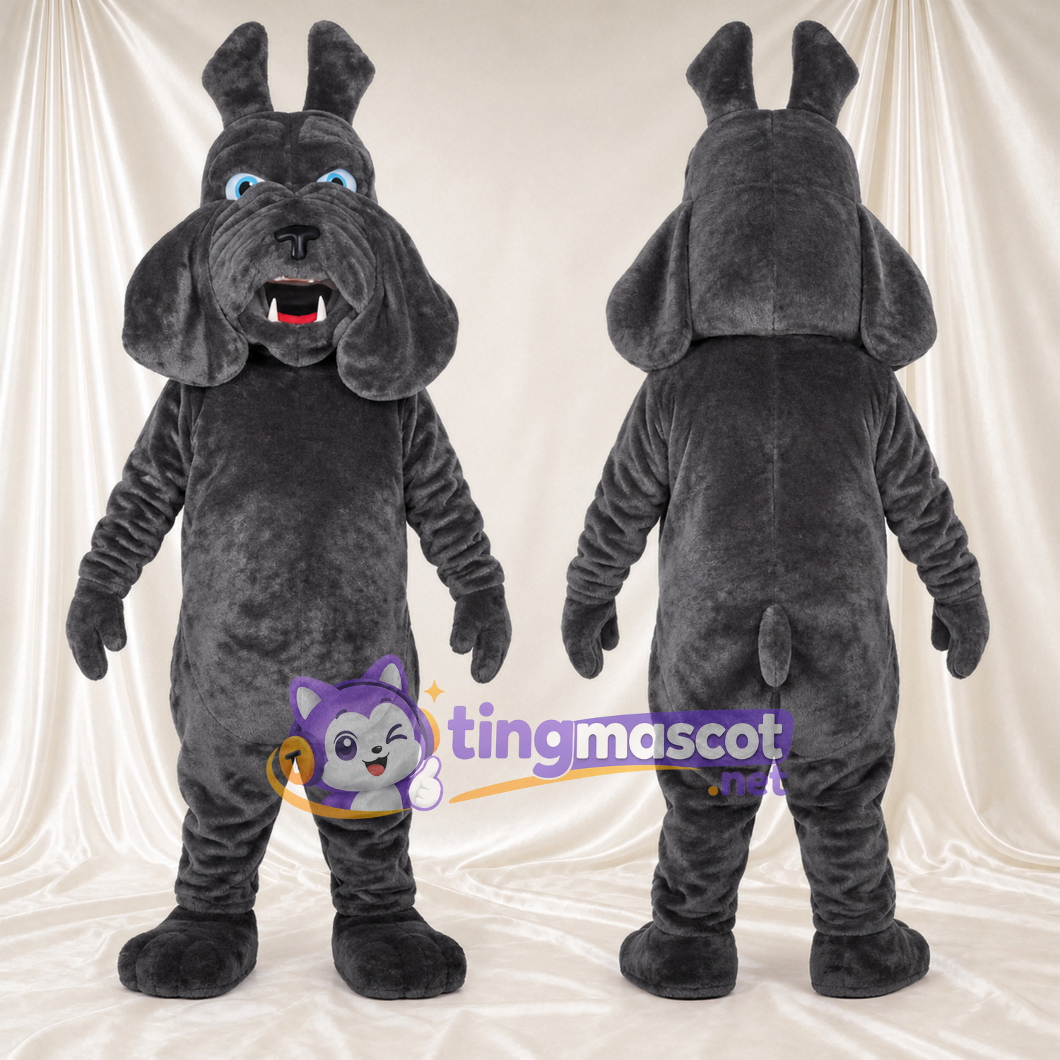 Costume de mascotte Chien – gris – Longues oreilles Costume de mascotte Chien – gris – Longues oreilles
