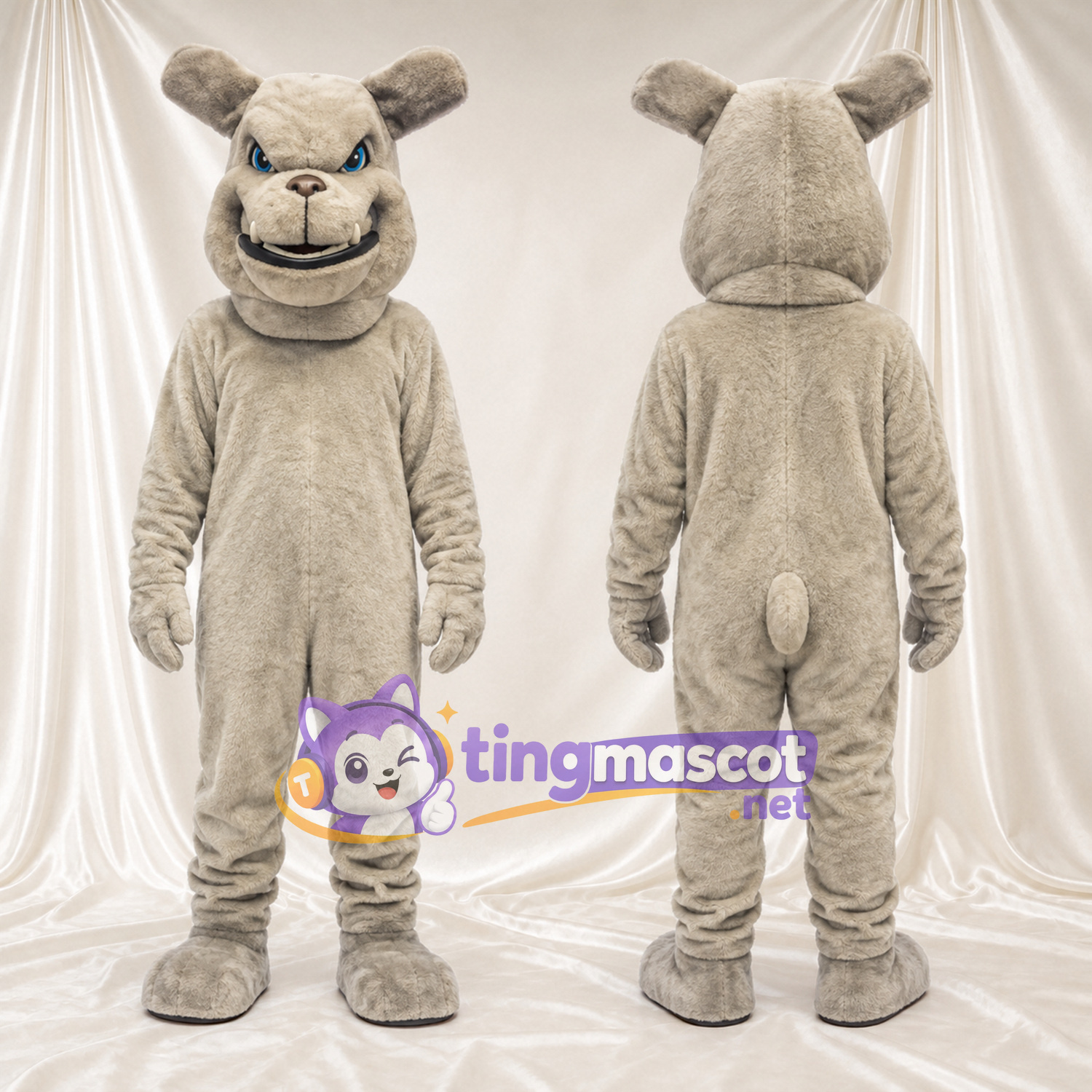 Beige Bulldog Mascot Costume Beige Bulldog Mascot Costume