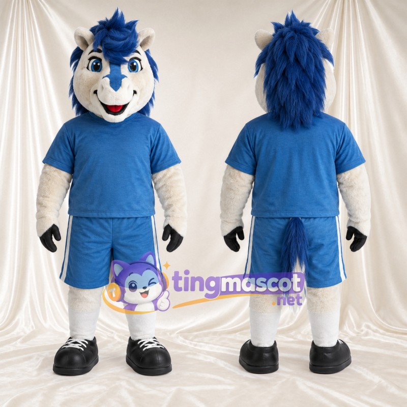 Costume de mascotte Husky – blanc / bleu – Tenue de sport (bleu)