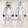 Costume de mascotte Tigre – blanc – Rayures (noir); Gants (noir)
