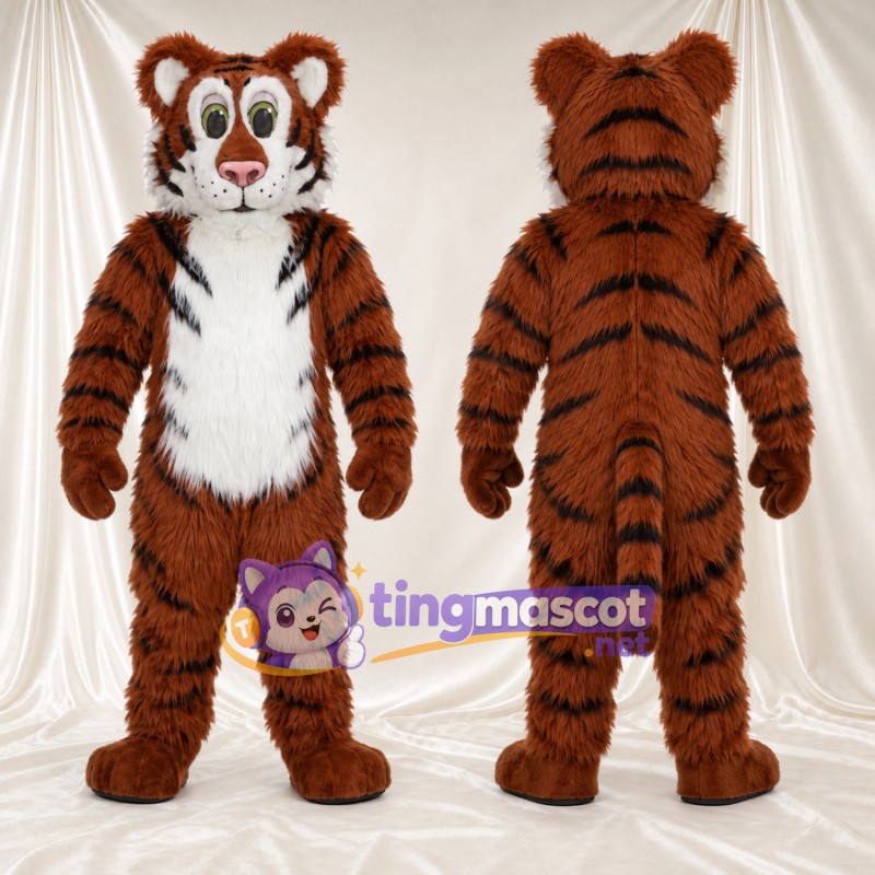 Costume de mascotte Tigre – marron – Ventre (blanc)