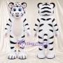 Costume de mascotte Tigre – blanc – Rayures (noir); Coussinets (rose)