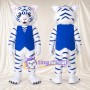 Costume de mascotte Tigre – blanc – Rayures (bleu); Gilet