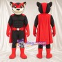 Black and Red Superhero Cat Mascot Costume - Red Cape and Mask