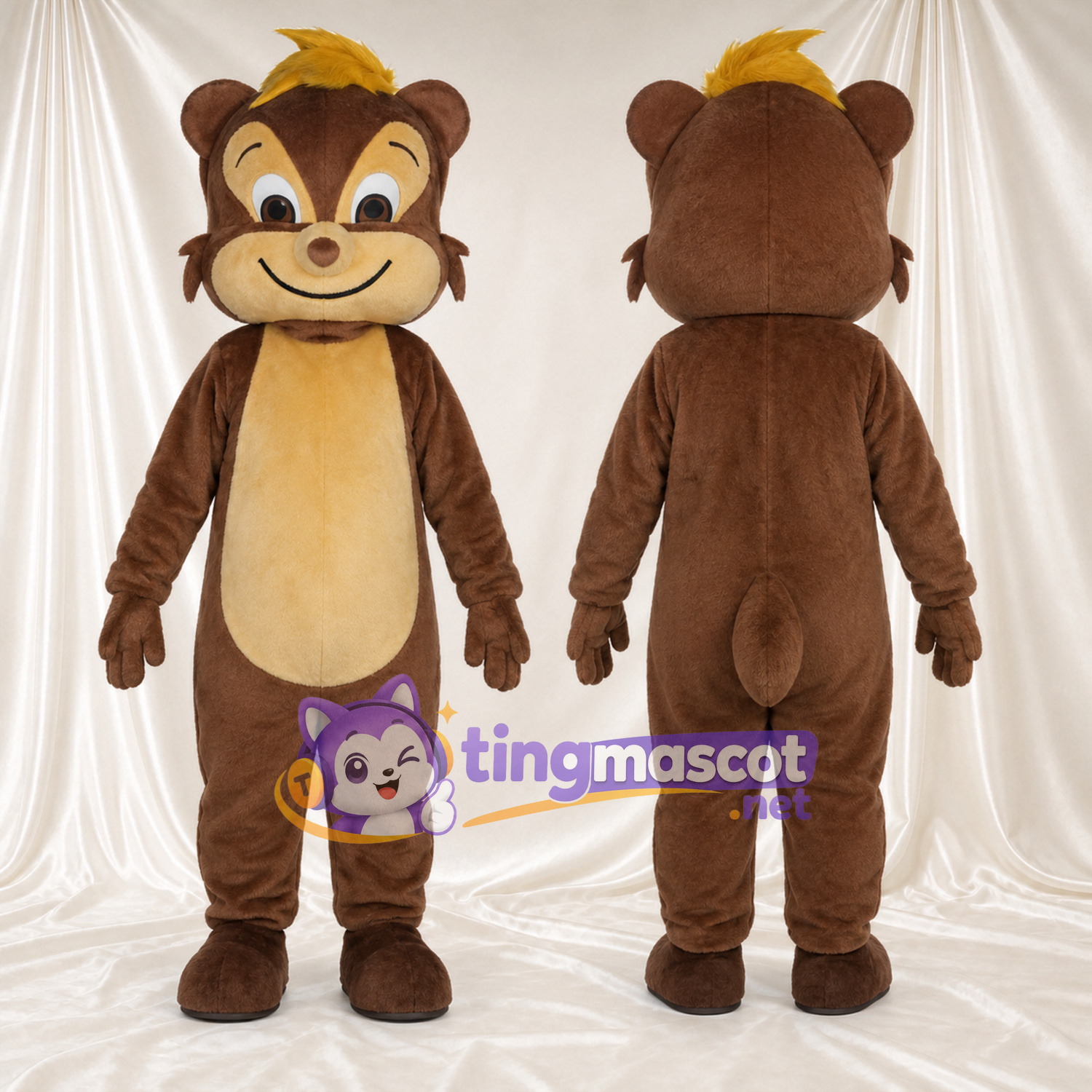 Maskottchenkostüm Affe – braun – Hut; Bauch (creme) Maskottchenkostüm Affe – braun – Hut; Bauch (creme)