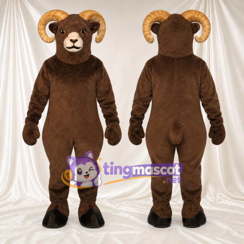 Costume de mascotte Bélier – marron – Sabots (noir)