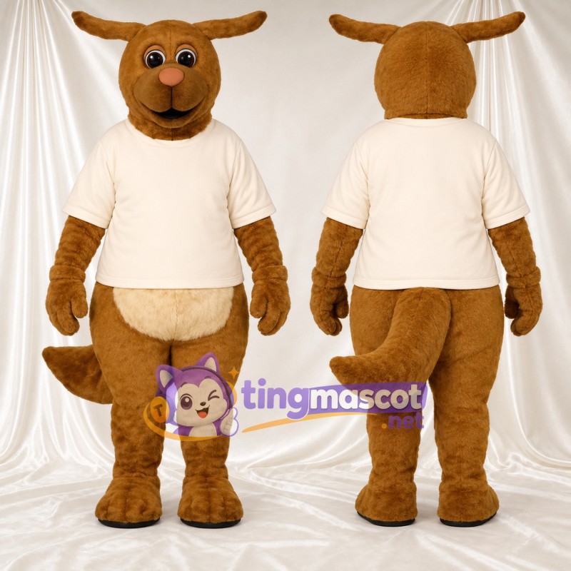 Maskottchenkostüm Känguru – braun – T-Shirt (weiß)