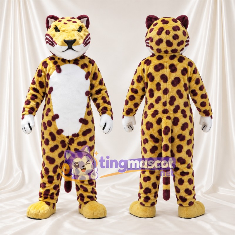 Costume de mascotte Léopard – jaune – Ventre (blanc)