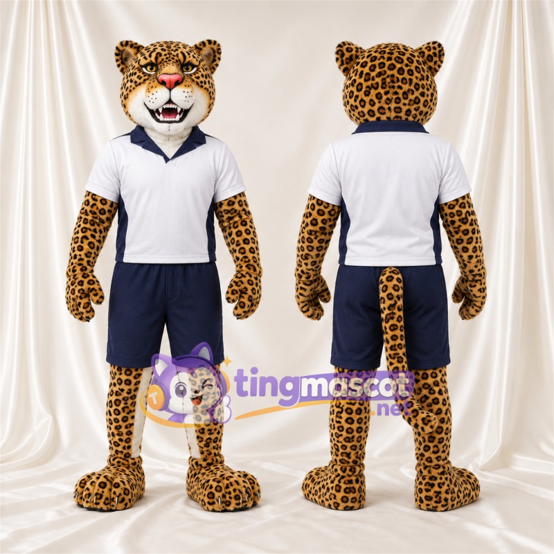 Costume de mascotte Léopard – jaune – Chemise (blanc); Short (noir)