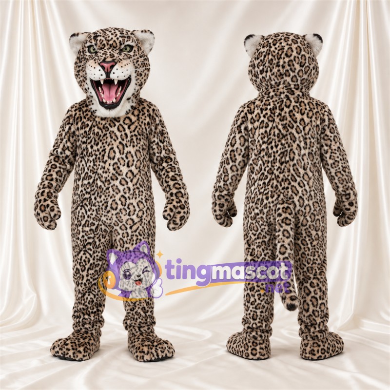 Costume de mascotte Léopard – gris – Crocs pointus; Taches en rosettes