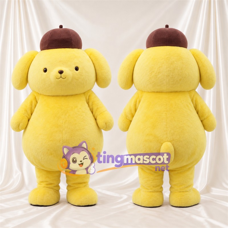 Maskottchenkostüm Pompompurin – gelb – Baskenmütze (braun)