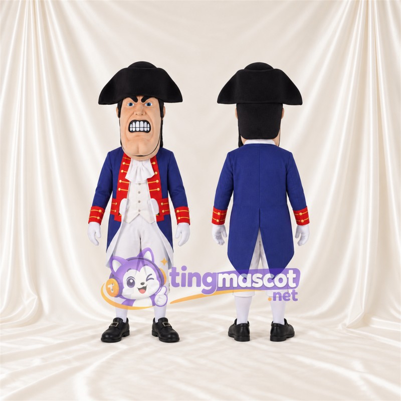 Maskottchenkostüm Patriot – blau / weiß / schwarz – Mantel (blau); Hose (weiß)