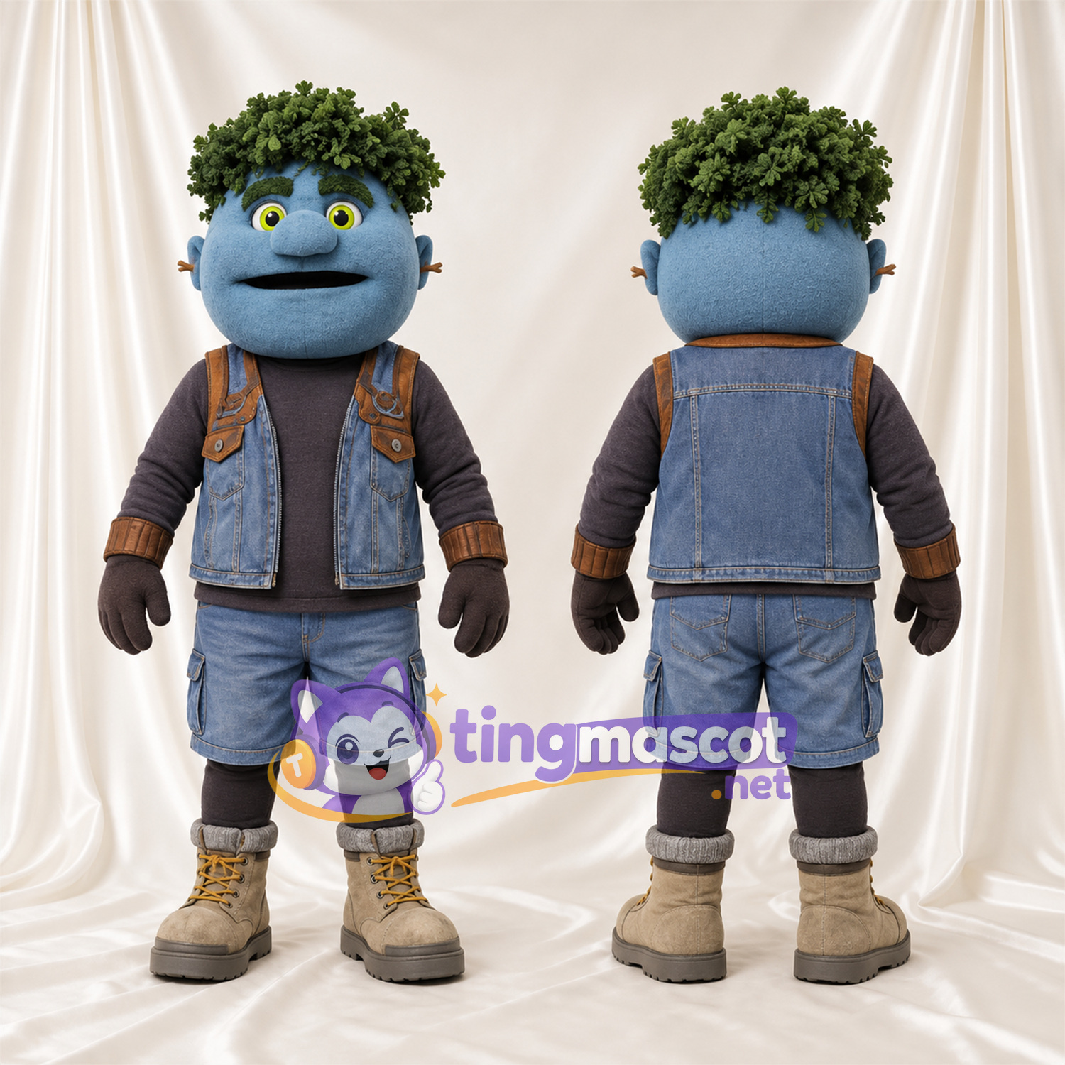 Costume de mascotte Monstre – bleu – Gilet; Short Costume de mascotte Monstre – bleu – Gilet; Short