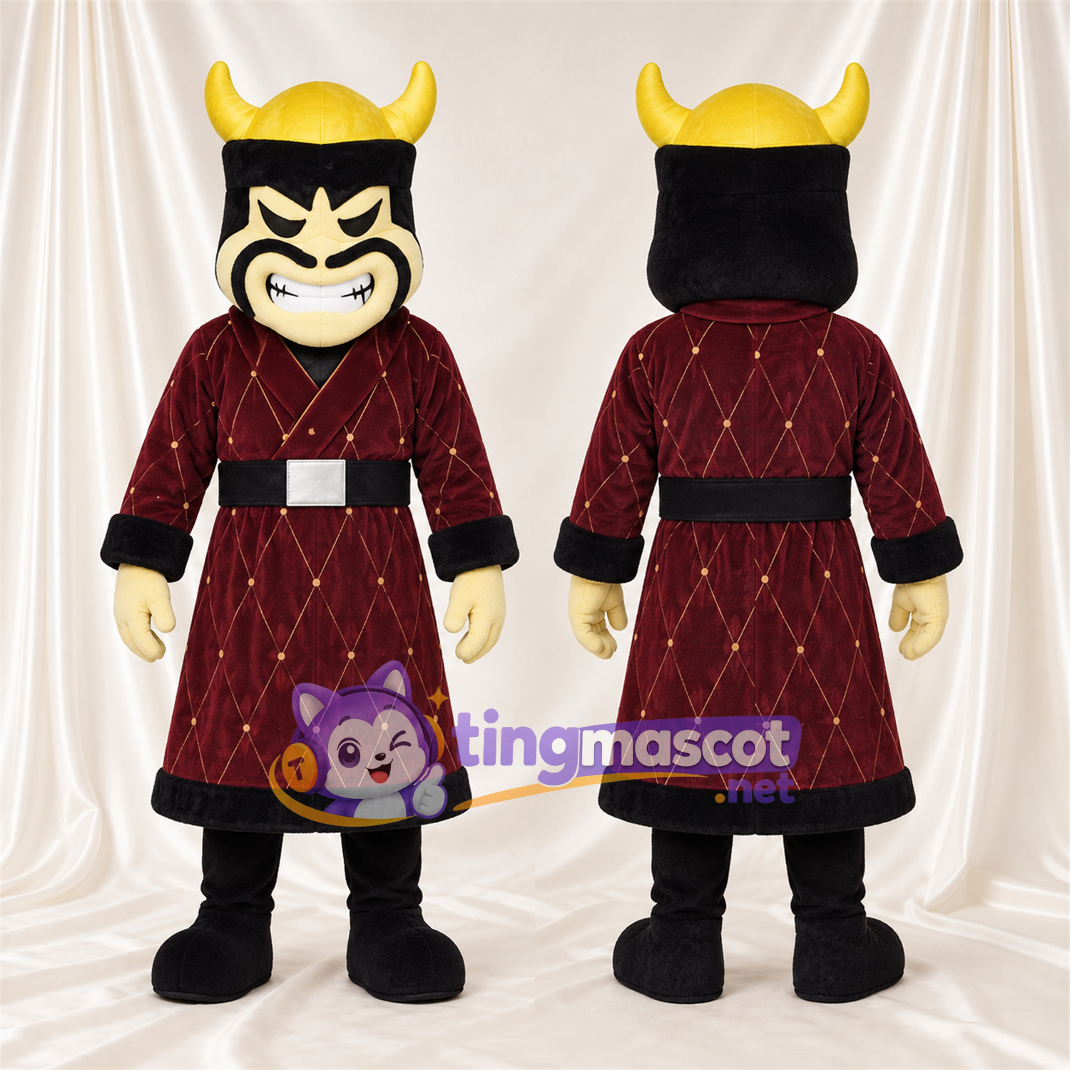 Costume de mascotte Samouraï – rouge / doré – Tunique longue (rouge); Casque (doré) Costume de mascotte Samouraï – rouge / doré – Tunique longue (rouge); Casque (doré)
