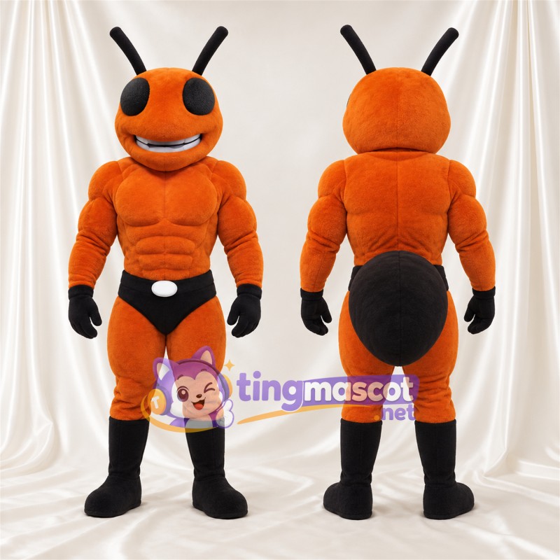 Maskottchenkostüm Ameise – orange – Farbakzente (schwarz)