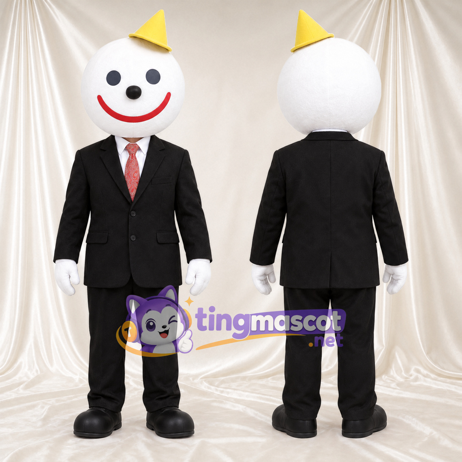 Maskottchenkostüm Clown – schwarz / gelb – Anzug (schwarz); Hut Maskottchenkostüm Clown – schwarz / gelb – Anzug (schwarz); Hut