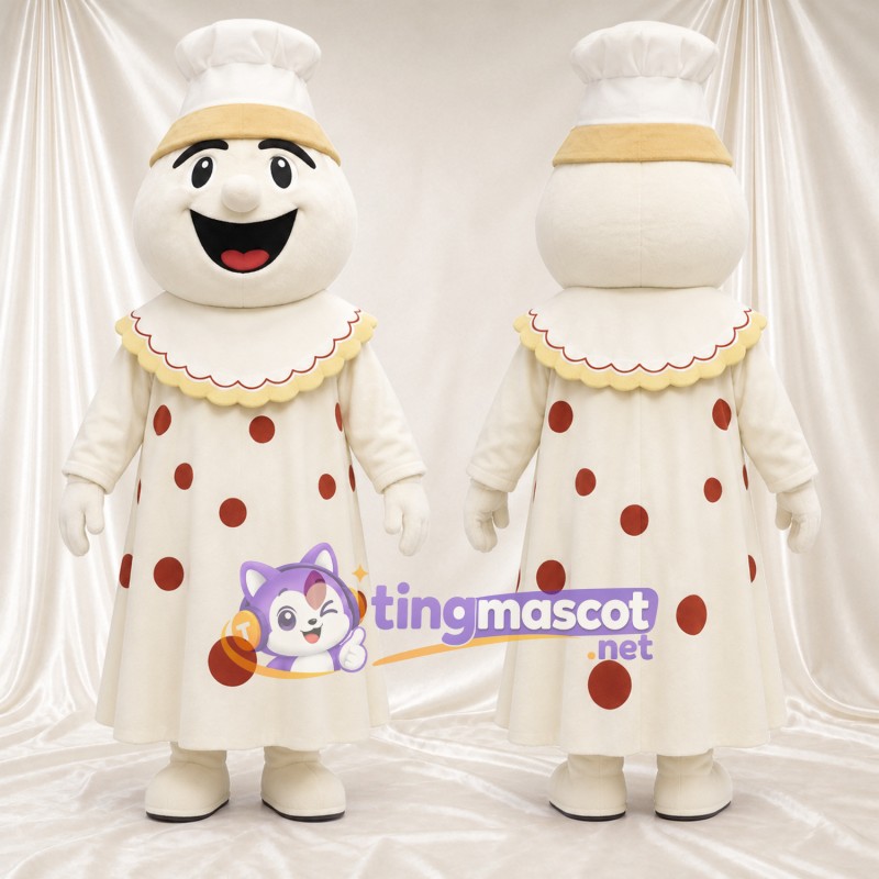 Maskottchenkostüm Clown – creme / rot – Outfit (creme); Punktmuster (rot)