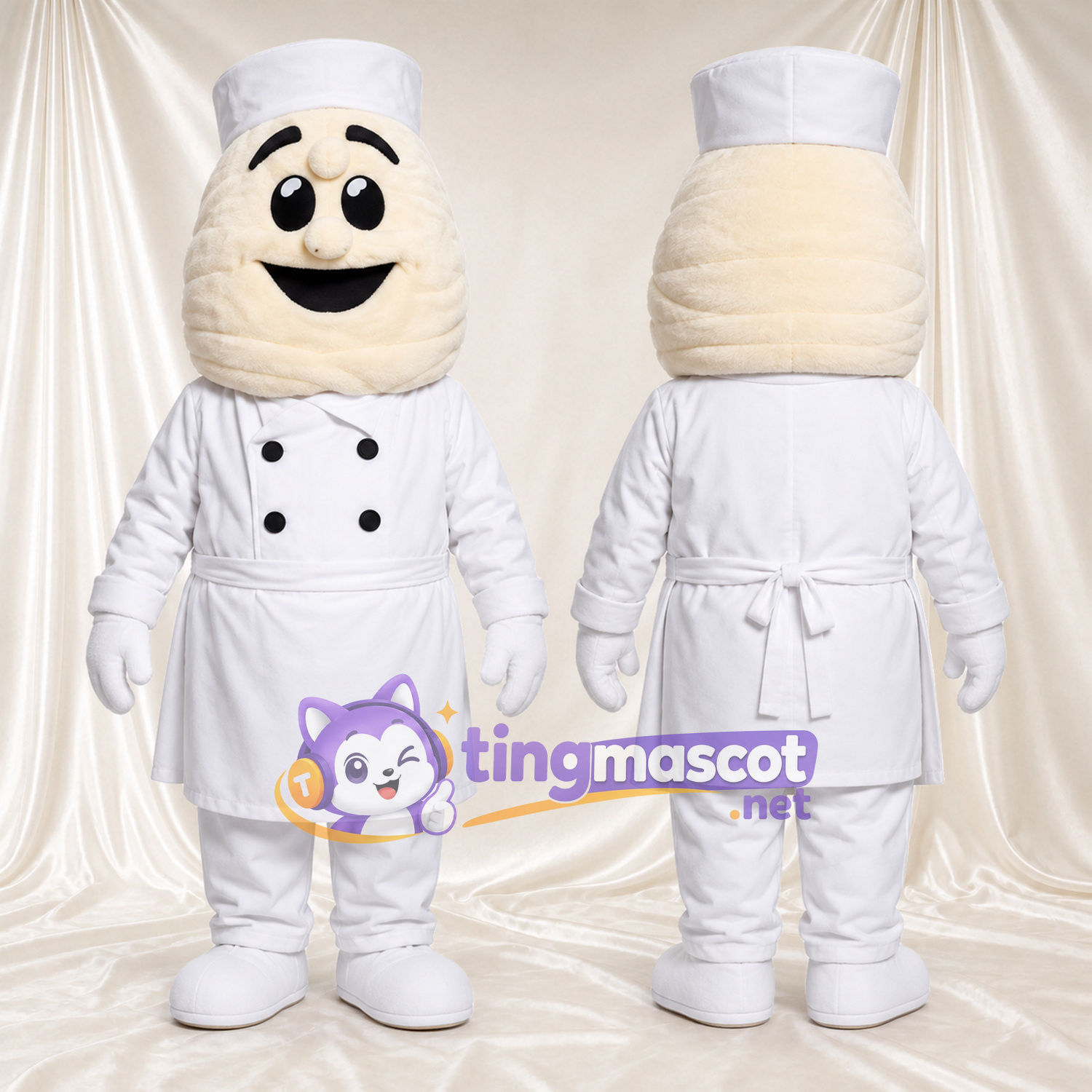 Costume de mascotte Chef cuisinier – blanc – Uniforme Costume de mascotte Chef cuisinier – blanc – Uniforme