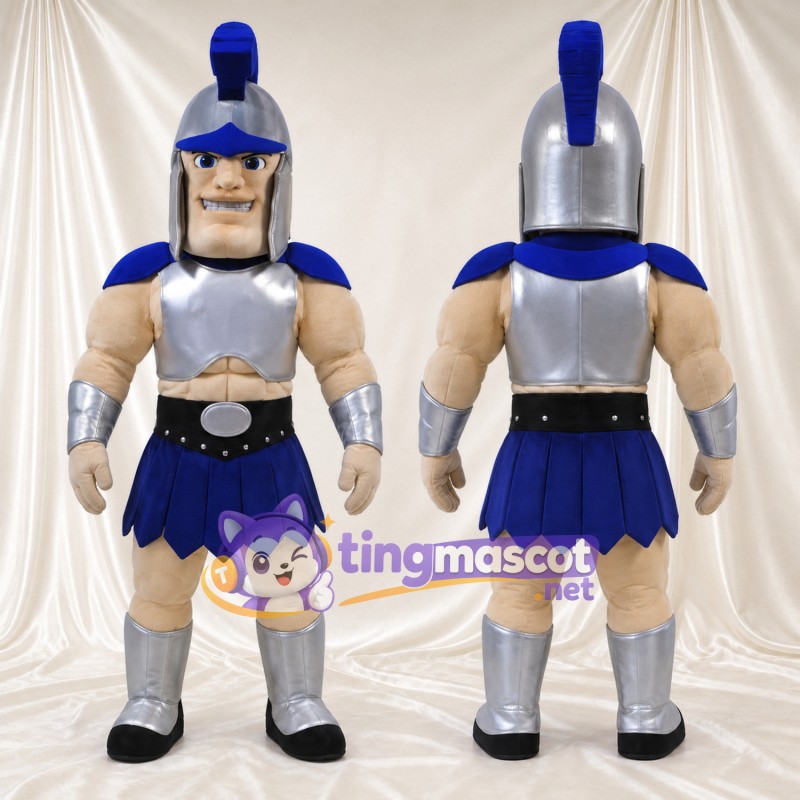 Costume de mascotte Soldat romain – argenté / bleu – Armure (argenté); Jupe (bleu)