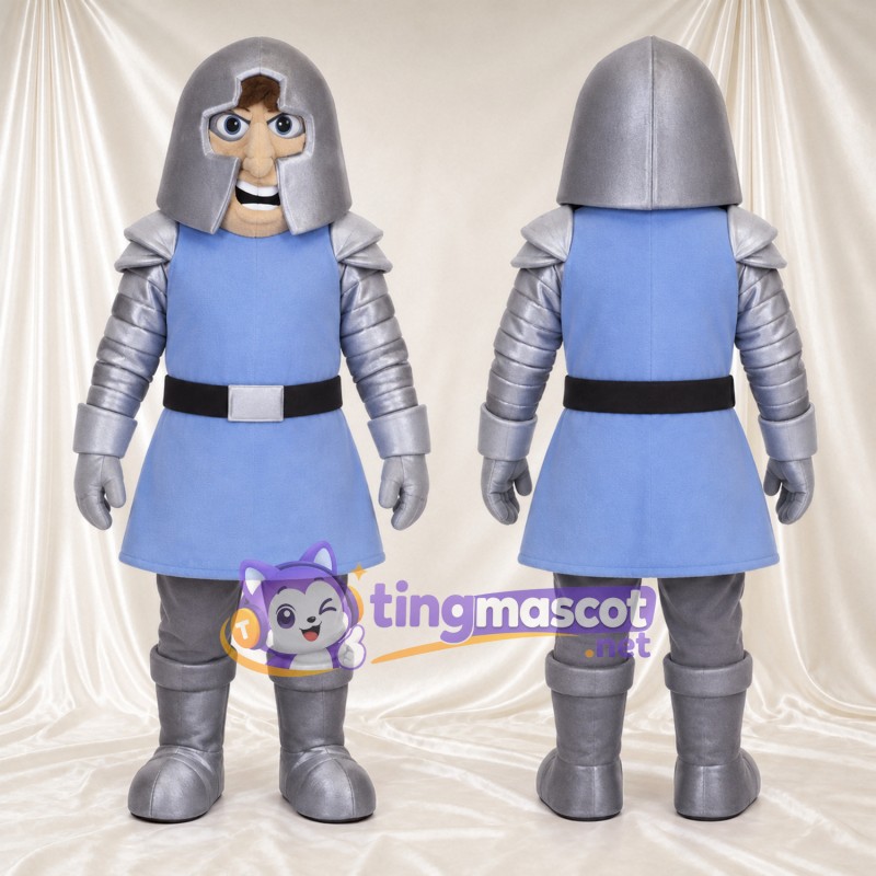 Costume de mascotte Chevalier – argenté / bleu – Armure (argenté); Tunique (bleu)