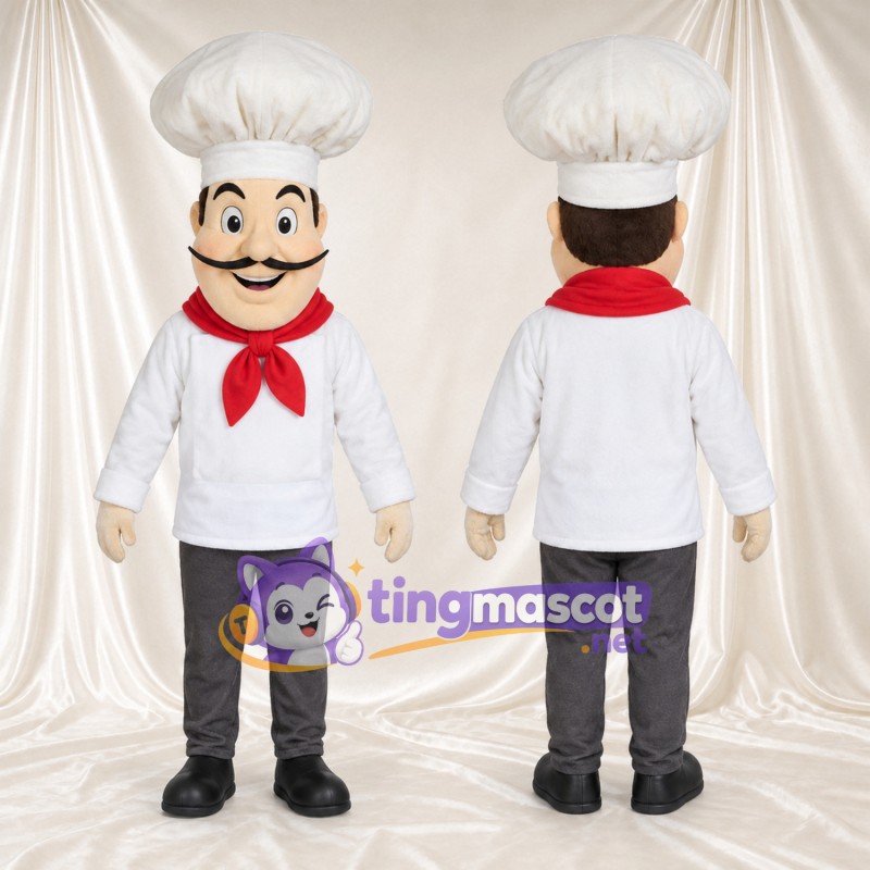 Costume de mascotte Chef cuisinier – blanc / rouge – Veste (blanc); Écharpe