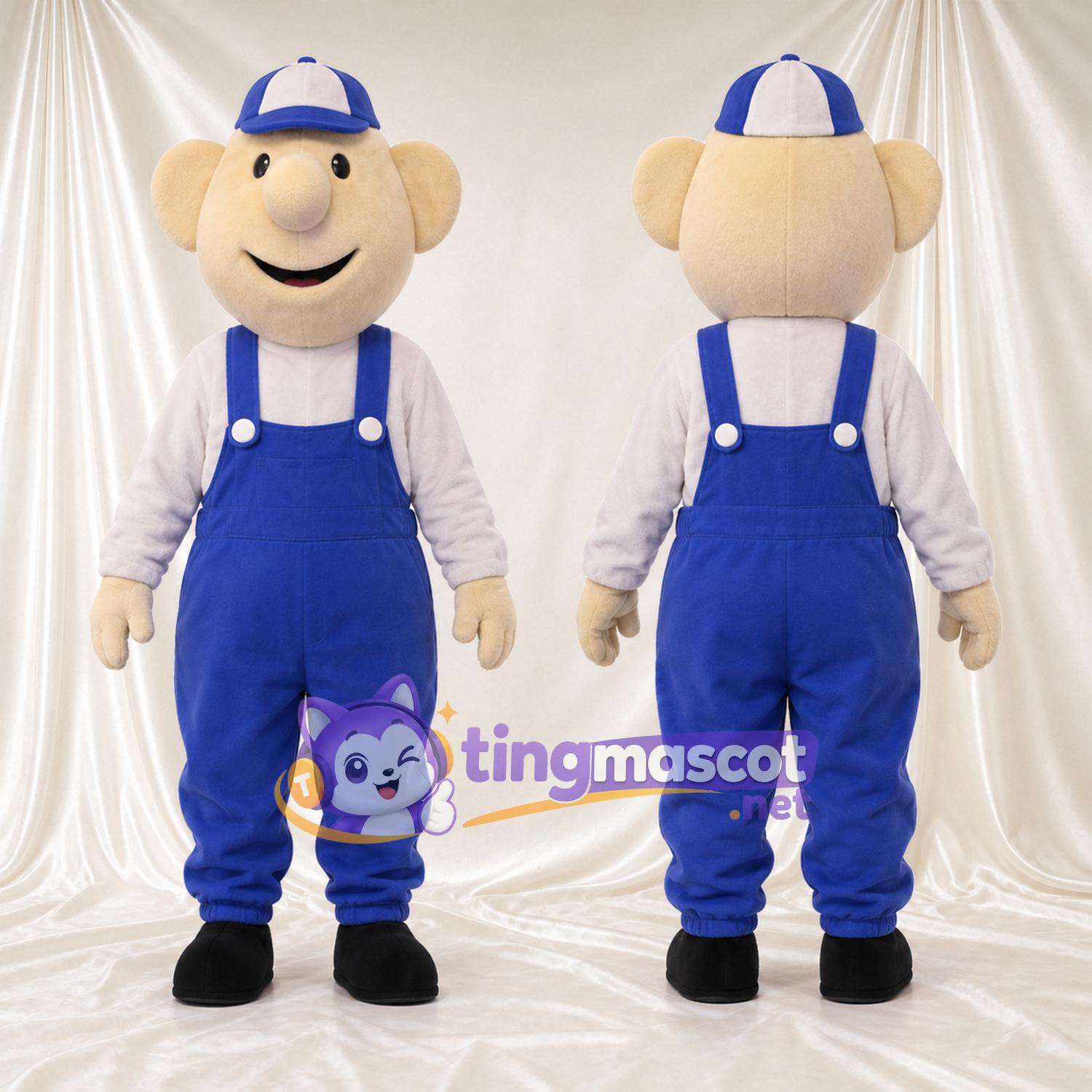 Maskottchenkostüm Bauer – blau – Latzhose (blau) Maskottchenkostüm Bauer – blau – Latzhose (blau)