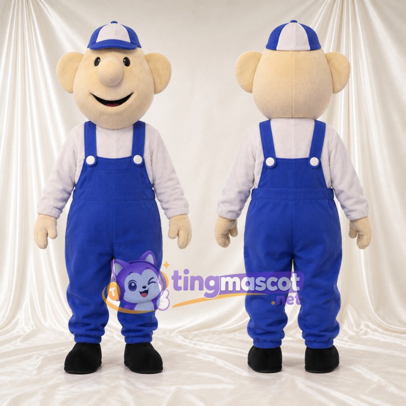 Maskottchenkostüm Bauer – blau – Latzhose (blau)