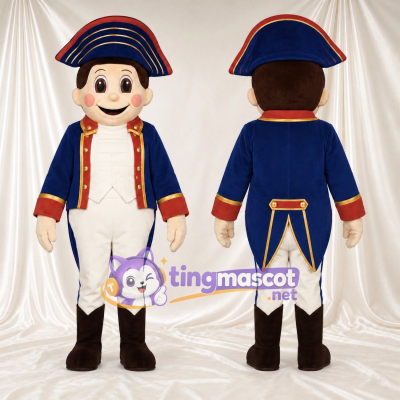 Maskottchenkostüm Patriot – blau / weiß / goldfarben – Mantel (blau); Hose (weiß)