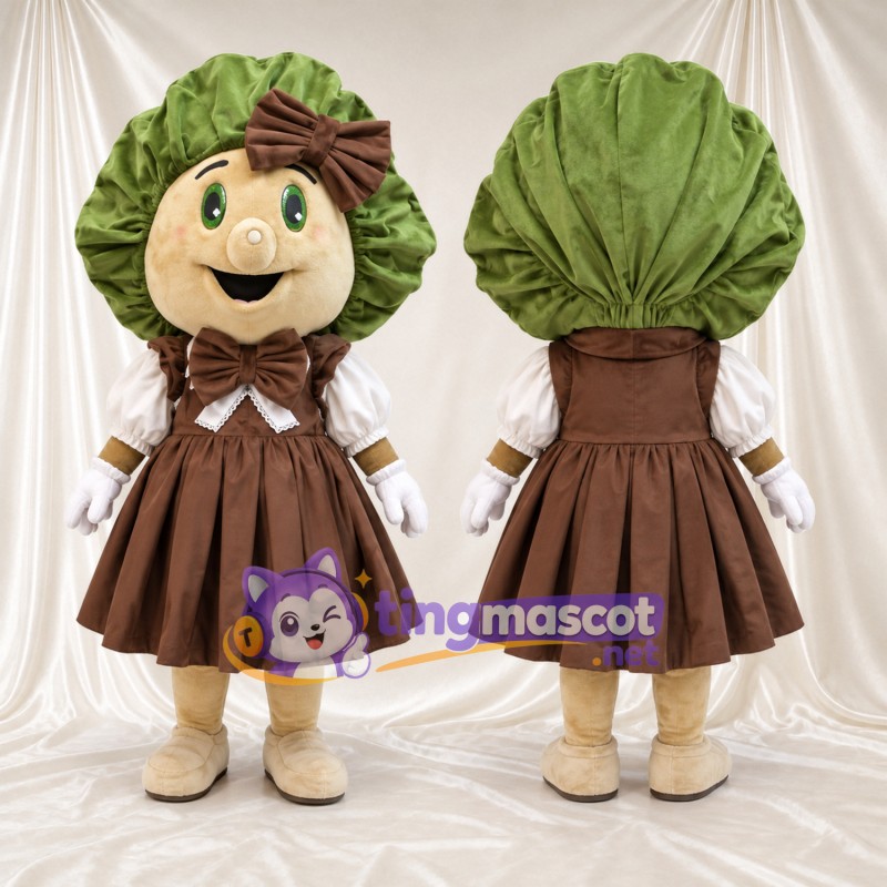 Costume de mascotte Chou – vert / marron – Robe (marron); Nœud
