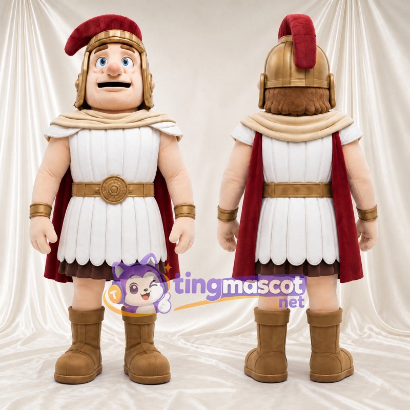 Maskottchenkostüm Römischer Soldat – creme / rot – Tunika (creme); Umhang (rot)