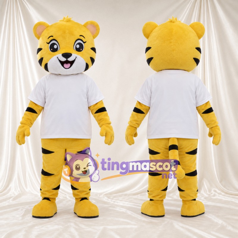 Costume de mascotte Tigre – jaune – T-shirt (blanc)