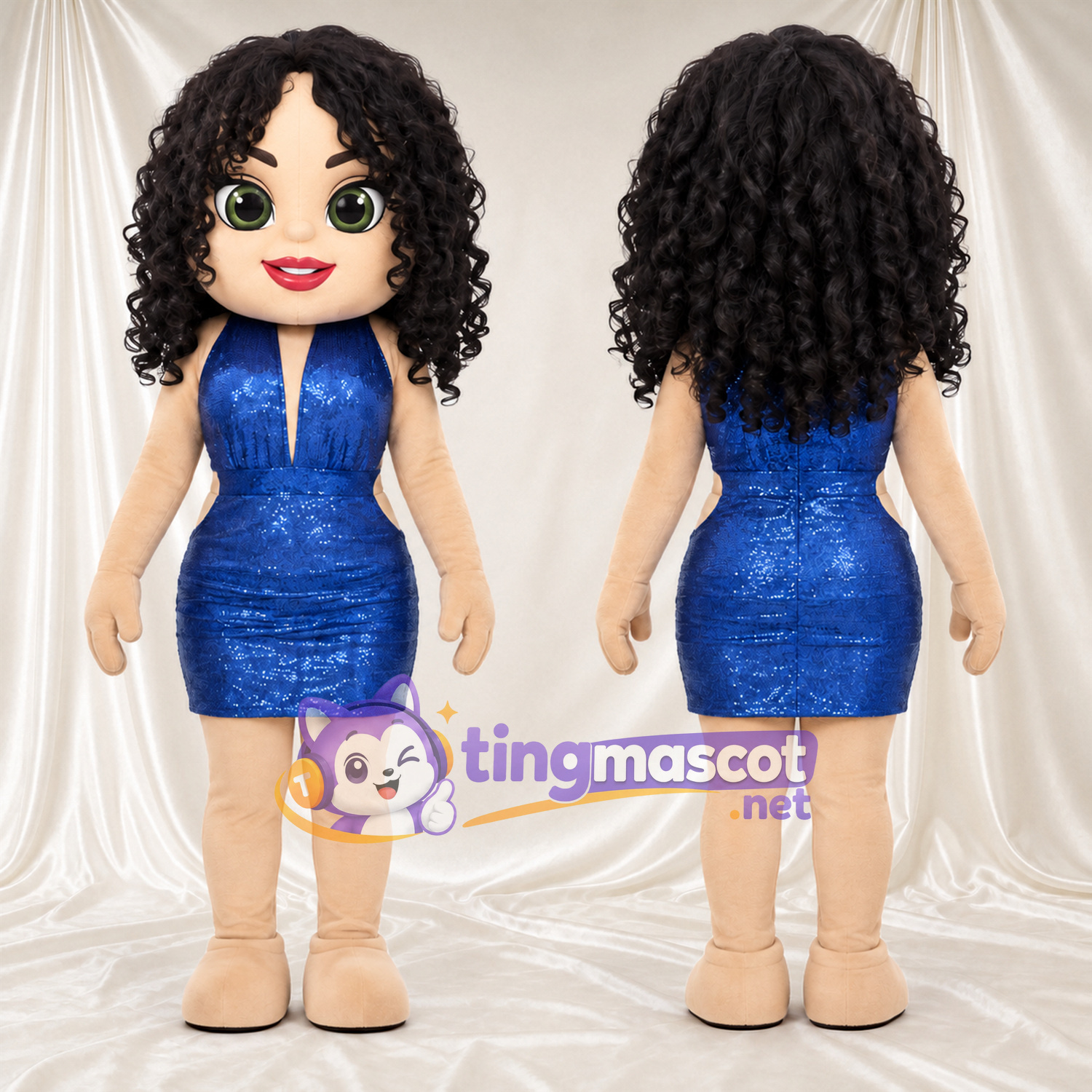 Maskottchenkostüm Comic-Mädchen – blau – Kleid (blau) Maskottchenkostüm Comic-Mädchen – blau – Kleid (blau)