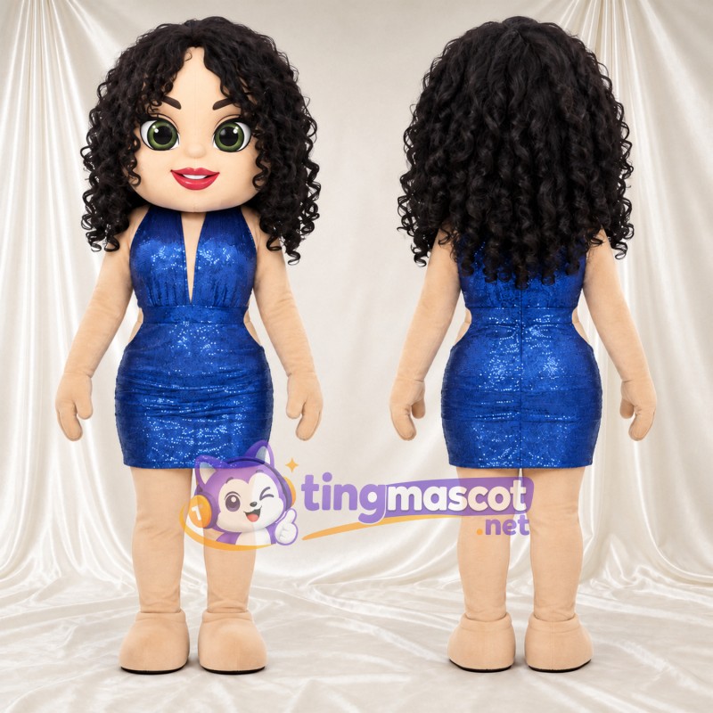 Maskottchenkostüm Comic-Mädchen – blau – Kleid (blau)